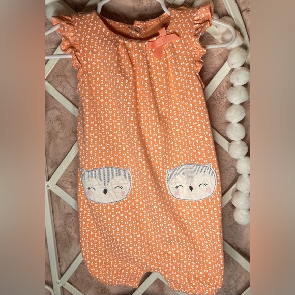 BABY GIRL ORANGE AND WHITE ROMPER | 9 MONTHS - Picture 1 of 7